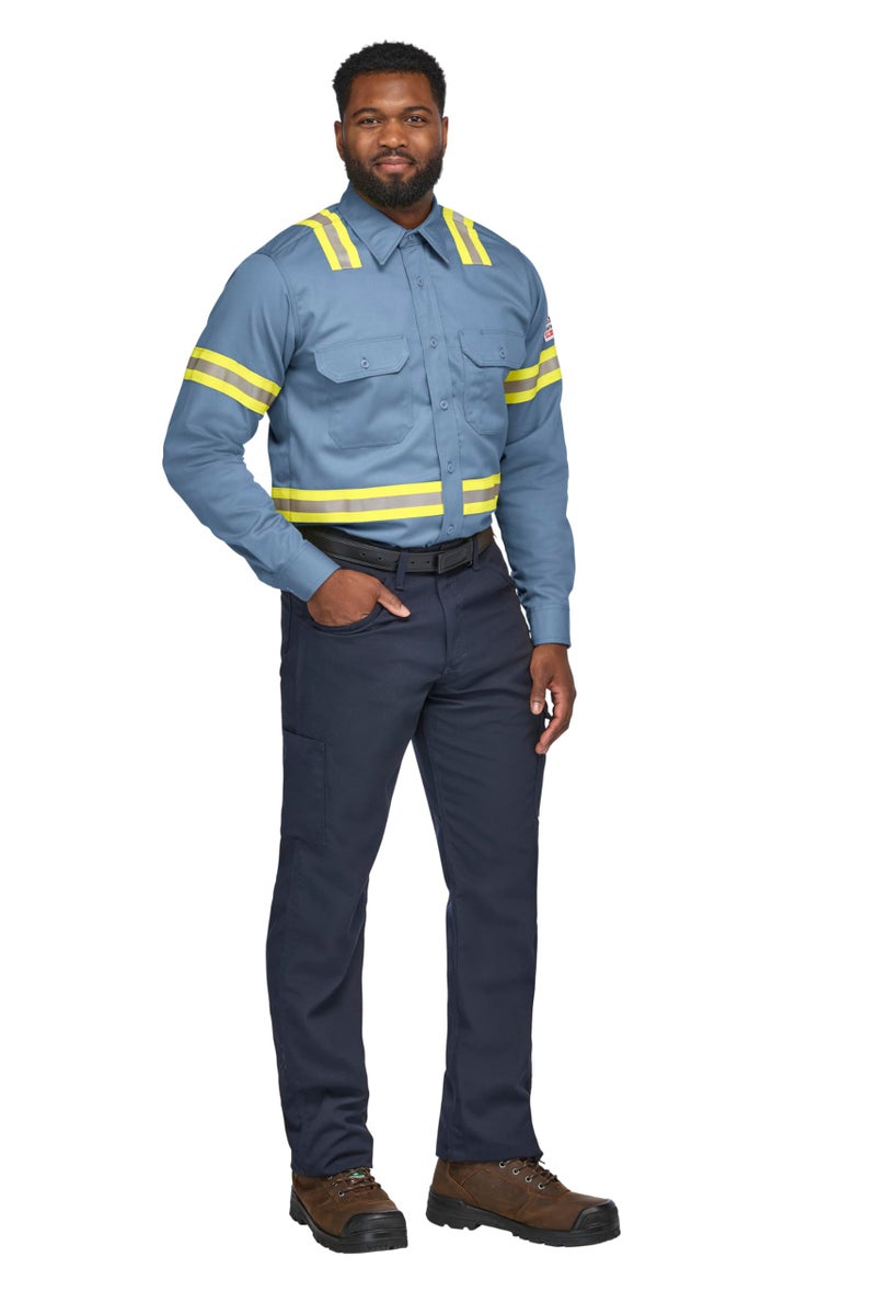 Bulwark FR Bulwark Men's Midweight FR Enhanced Visibility Uniform Shirt, Light Blue, Medium - Image 5